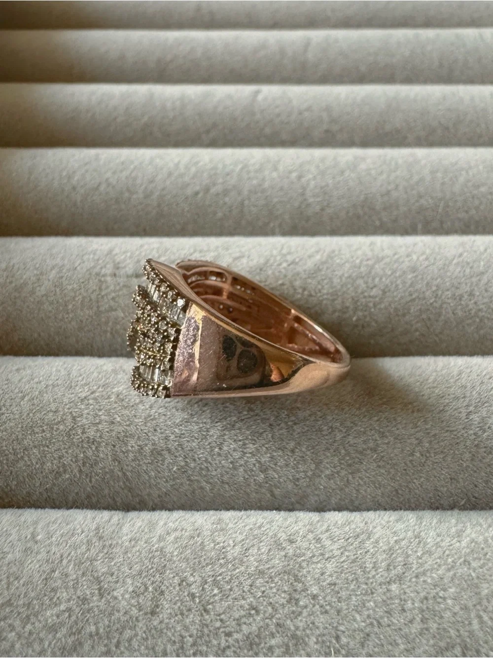 D’Joy Champagne Diamond 925 Sterling Silver Wave Statement Ring Size 6